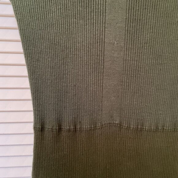 Collectif Vintage Green Ribbed Short Sleeve Knit MIDI Dress Collar, Size 2 - Picture 11 of 16